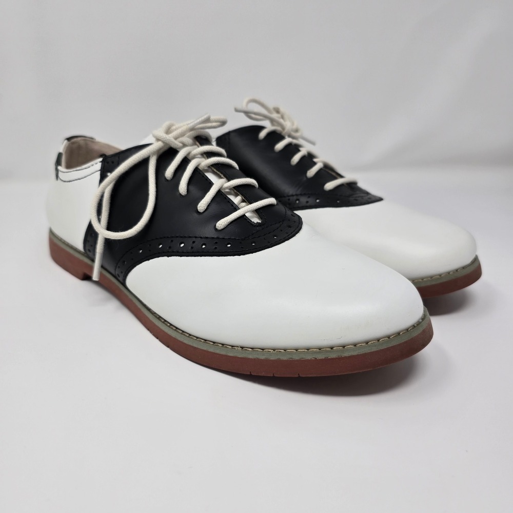 Eastland Sadie Womens 9.5M Black White Leather Saddle Oxford Shoes 3331-13